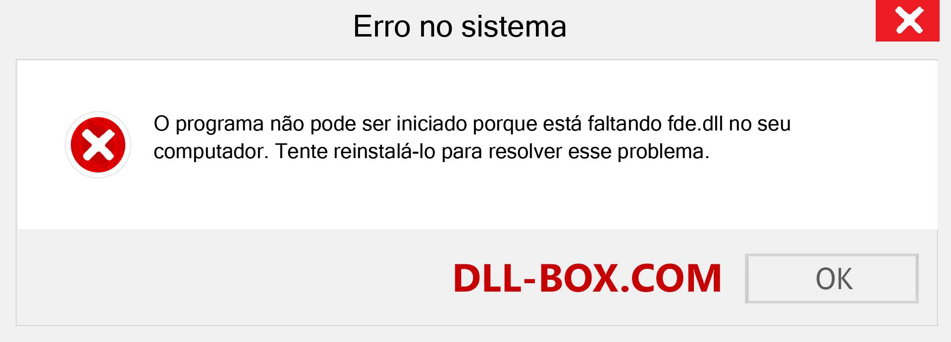 Arquivo fde.dll ausente ?. Download para Windows 7, 8, 10 - Correção de erro ausente fde dll no Windows, fotos, imagens